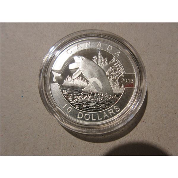 2013 $10. Orca. 99.99% pure Silver. Housed in its original RCM case with COA. Proof.