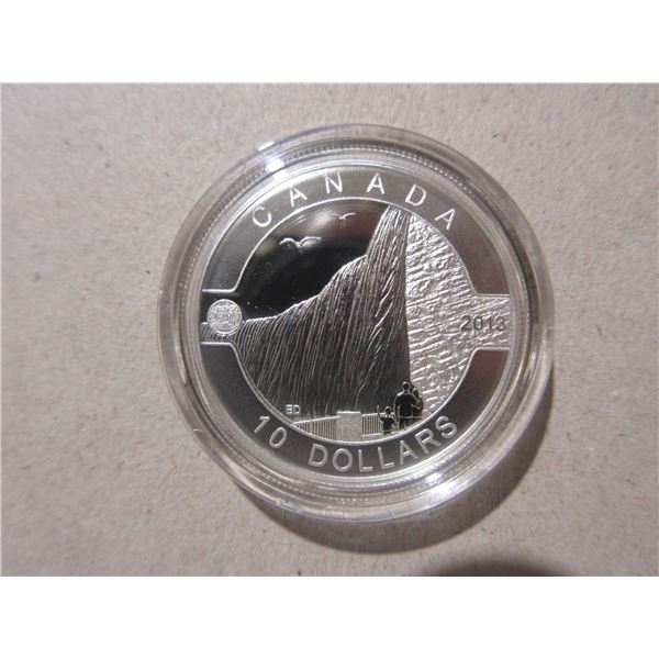 2013 $10. Niagara Falls. 99.99% pure Silver. Housed in its original RCM case with COA. Proof.