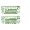 Image 2 : Lot of 2 X 1973 Canadian Consecutive 1 Dollar Bills -BAG2982546 to 547