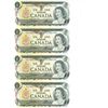 Image 1 : Lot of 4 X 1973 Canadian Consecutive 1 Dollar Bills -EC77831756 to 759