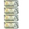 Image 1 : Lot of 4 X 1973 Canadian Consecutive 1 Dollar Bills -BAC365158 to 160 and BAC3655156