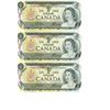 Image 1 : Lot of 3 x 1973 Canadian Consecutive 1 Dollar Bills -EAW7763500-502