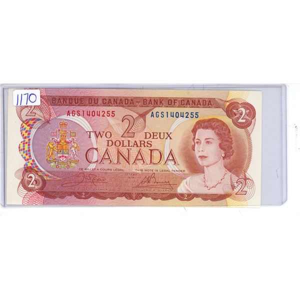 1974 Canadian 2 Dollar Bill -AGIS1404255