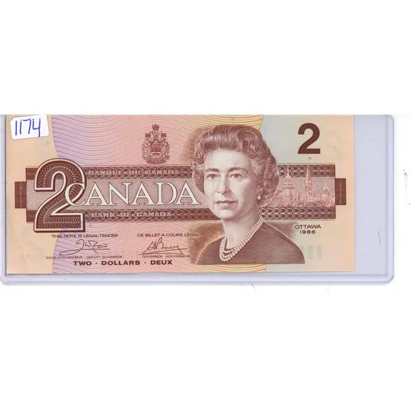 1986 Canadian 2 Dollar Bill -ARF1776090