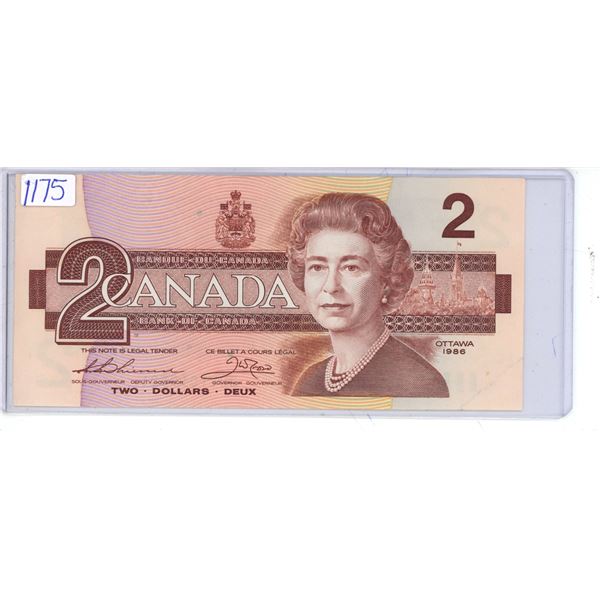 1986 Canadian 2 Dollar Bill -BUV1019521