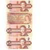 Image 1 : Lot of 4 Canadian (1x1974 and 3x1986) 2 Dollar Bills