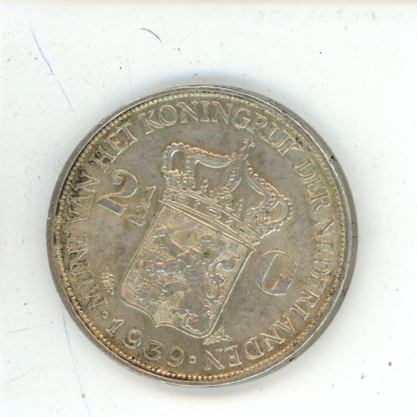 Netherlands 1939 Silver 2 1/2 coin