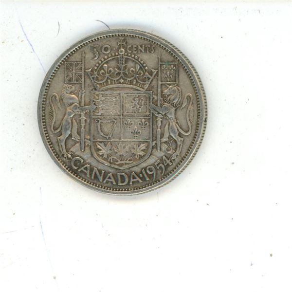 1954 Silver Canadian Half-dollar