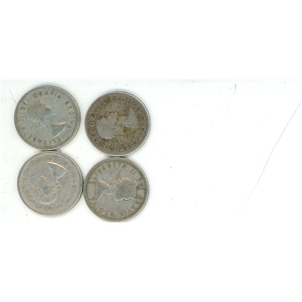 Lot of 4 (1960-1963) Silver Canadian Quarters