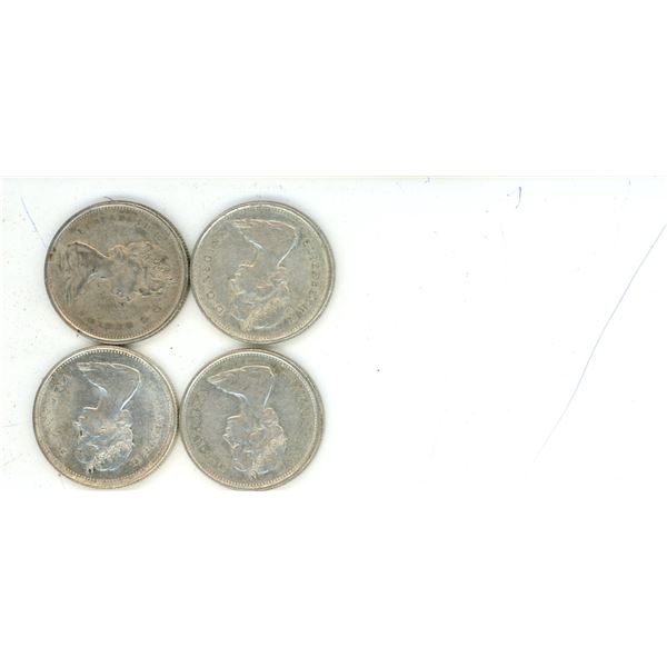 Lot of 4 (1967) Silver Canadian Quarters