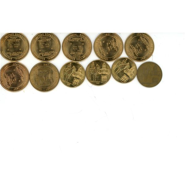 lot of 11 (7 x Medicine Hat Centennial Trade Dollars and 4 x Saskatchewan Diamond Jubilee Dollar)