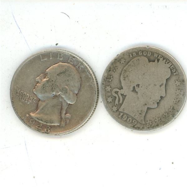 lot of 2 (1909 and 1948) US Quarters