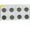 Image 1 : Set of 8 Canadian Nickel Dollars. Includes 1968, 1969, 1970, 1973, 1980, 1982, 1985 & 1986.