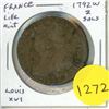 Image 1 : France. 1792W 2 Sols. Still depicts Louis XVI even though it was issued by the new revolutionary gov
