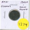 Image 1 : Nazi Germany. 1940A 1 Reichspfennig. Berlin Mint. Eagle and Swastika. F.