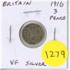 Image 1 : Great Britain. 1916 Silver 3 Pence. World War I issue. VF.