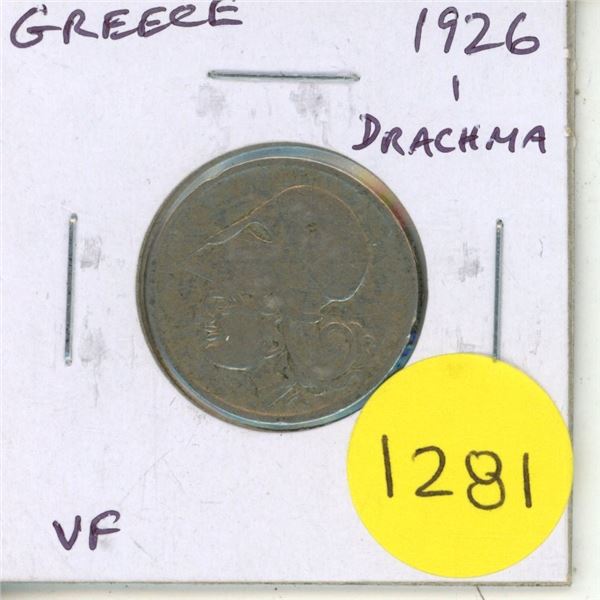 Greece. 1926 1 Drachma. VF.