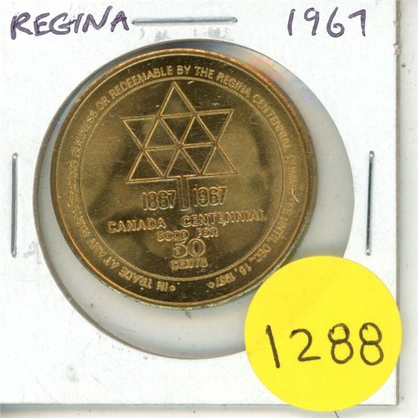 1967 Regina Trade Dollar. Commemorates the 100th anniversary of Canada in 1867. BU.