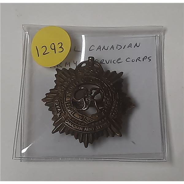 Royal Canadian Army Service Corps Badge. King’s Crown. EF.