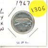 Image 1 : 1967 Canadian 25 Cents Coin.