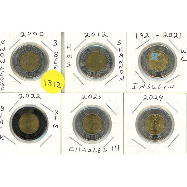 2000, 2012 (HMS Shannon), 2021 (Insulin) , 2022 (Black Rim), 2023 (Charles III), 2024 (Charles III) 