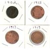 Image 1 : 1902, 1915, 1917, 1919 Canadian Large One Cent.