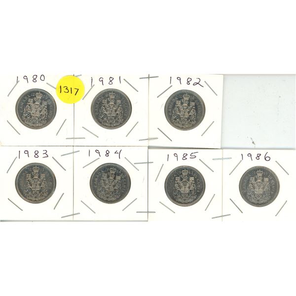 1980-1986 Canadian 50 Cents.