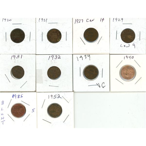 1900's Canadian One Cents. (10)
