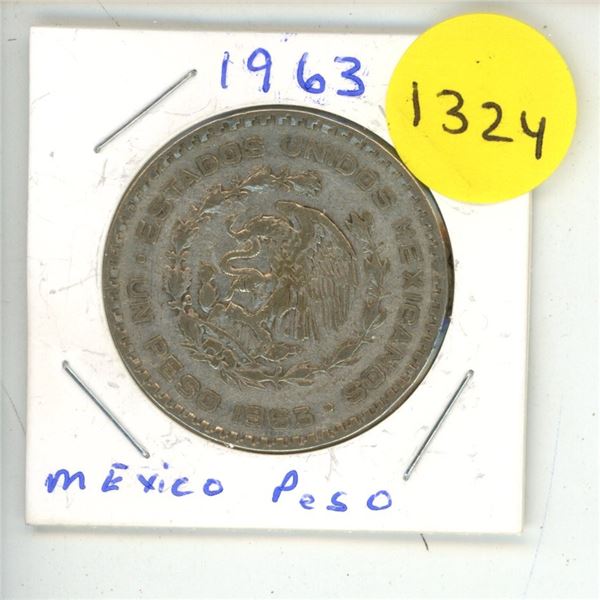 1963 Mexican Peso Coin.