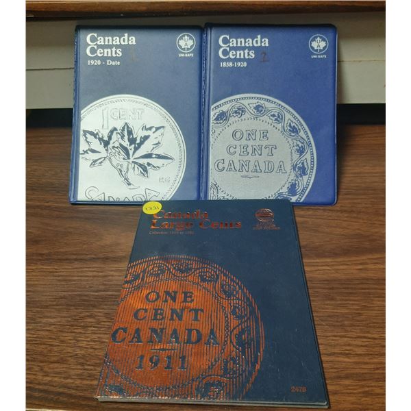 Lot of (3) Canadian Empty Coin Binder. (1920-Date Small Cent, 1858-1920 Large Cent, 1858-1920 Large 