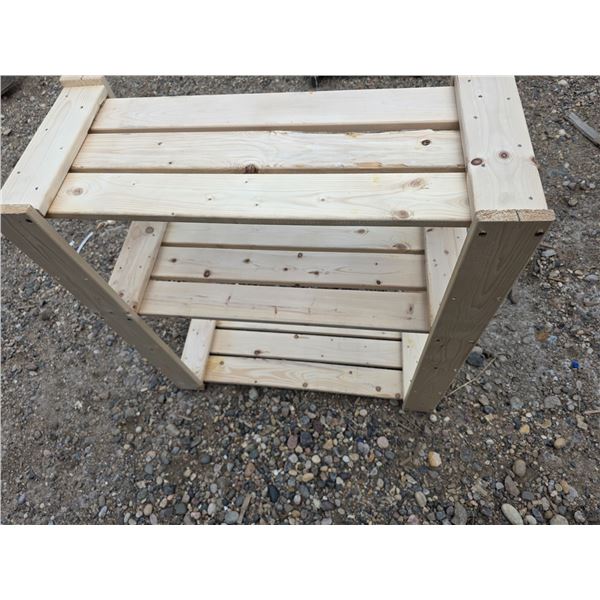 Homemade wood shelving- 31" by 11" by 33"H
