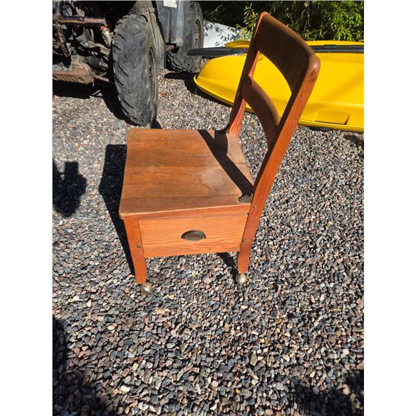 Elm refinished students classroom desk with under seat drawer