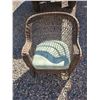 Image 2 : Wicker arm chair/desk chair. Newly covered seat cushion - wicker is excellent