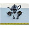 Image 1 : Maridor copper plated tea pot set and 2 salt and pepper shakers