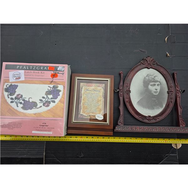 Latch hook kit, picture fram and musical blessings