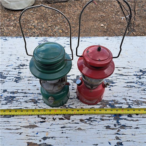 2 coleman gas lamps- 1 has no glass