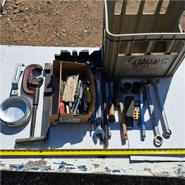 Lot of misc tools- wrenches, clamps, screw drivers, sockets