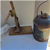 Image 2 : homemade bottle opener and vintage metal oil can- size- 12"H