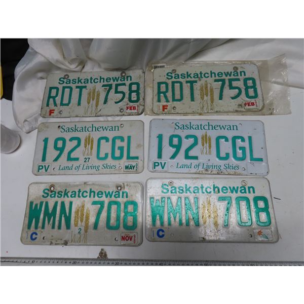 3 pairs of Sk license plates