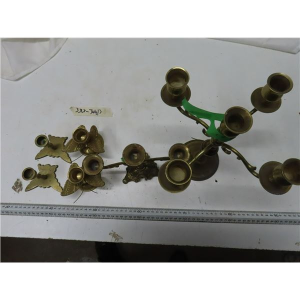lot of brass candle holders