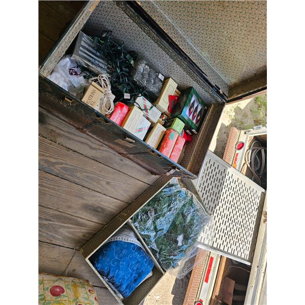 Antique Trunk Full of Vintage & New Christmas Decorations
