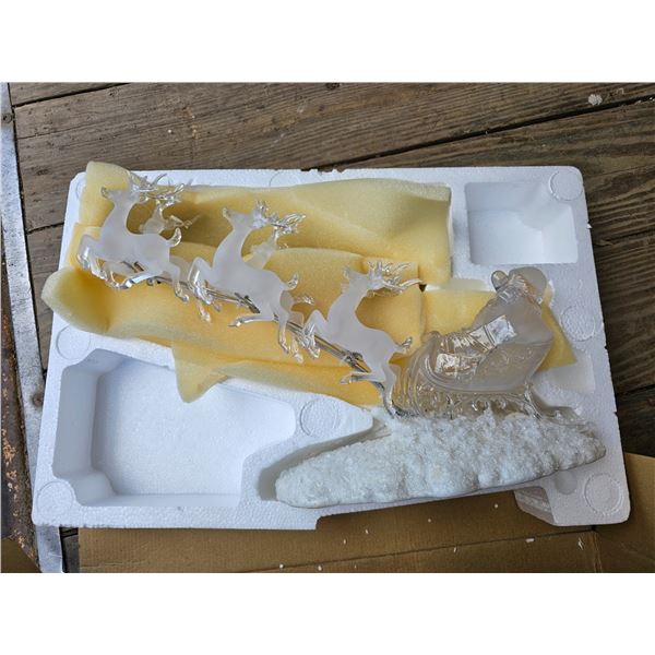 Glass Santa's Sleigh w/ Reindeer