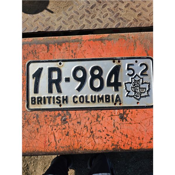 1952 British Columbia Plate