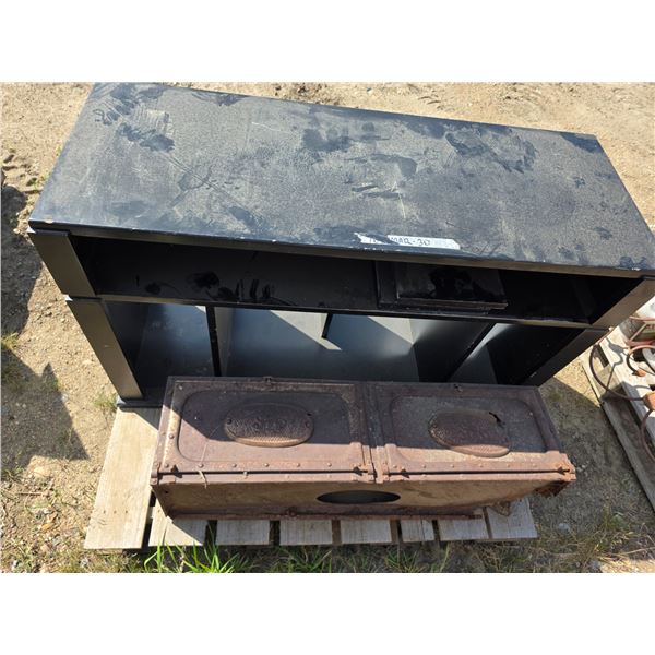 Black MDF wood book shelf- 47" by 17" by 28"H and cast iron doors