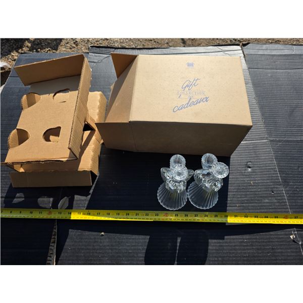 Crystal glass angel candle sticks