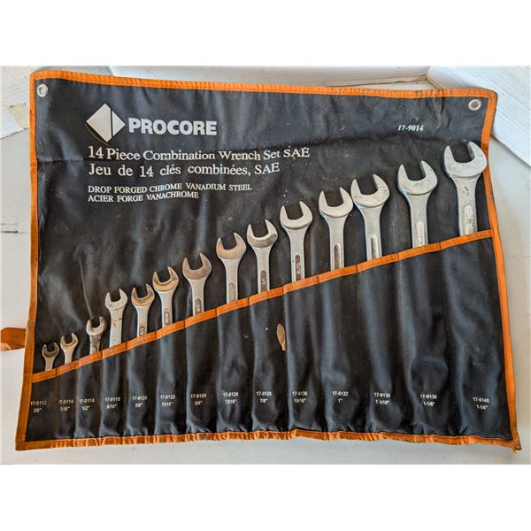 PROCORE 14 Piece Combination Wrench Set SAE Drop Forged Chrome Vanadium
