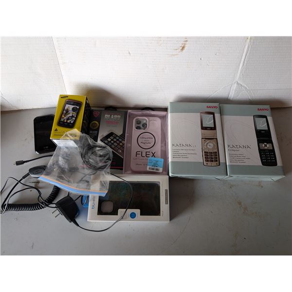 Bag full of Old Phones, Screen Protectors, Cases, and etc.)