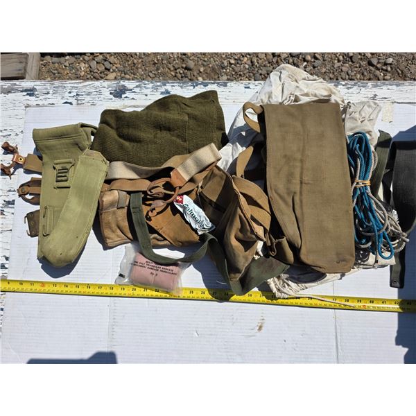Millitary gear, pouches, rope, strapes