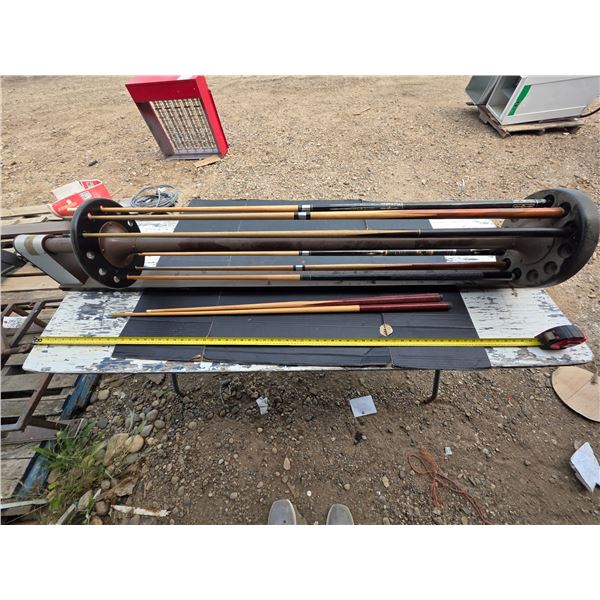 Pool cues and cue holder