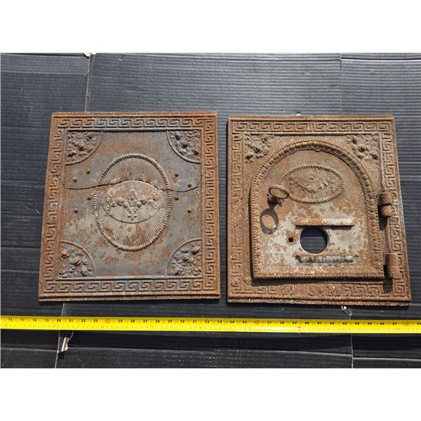 Cast iron stove doors- 1 has a big crack
